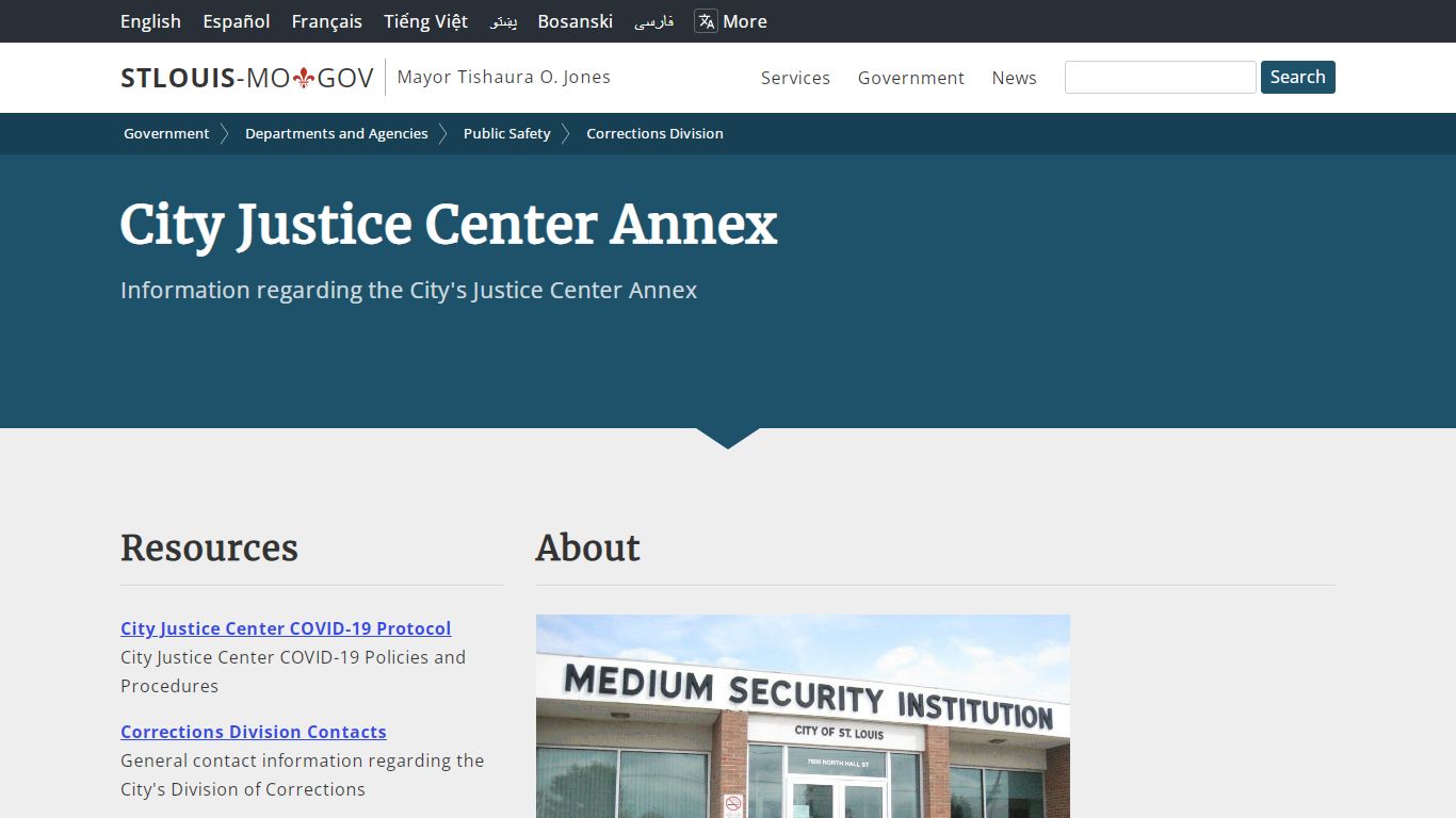Medium Security Institution - City of St. Louis, MO ...