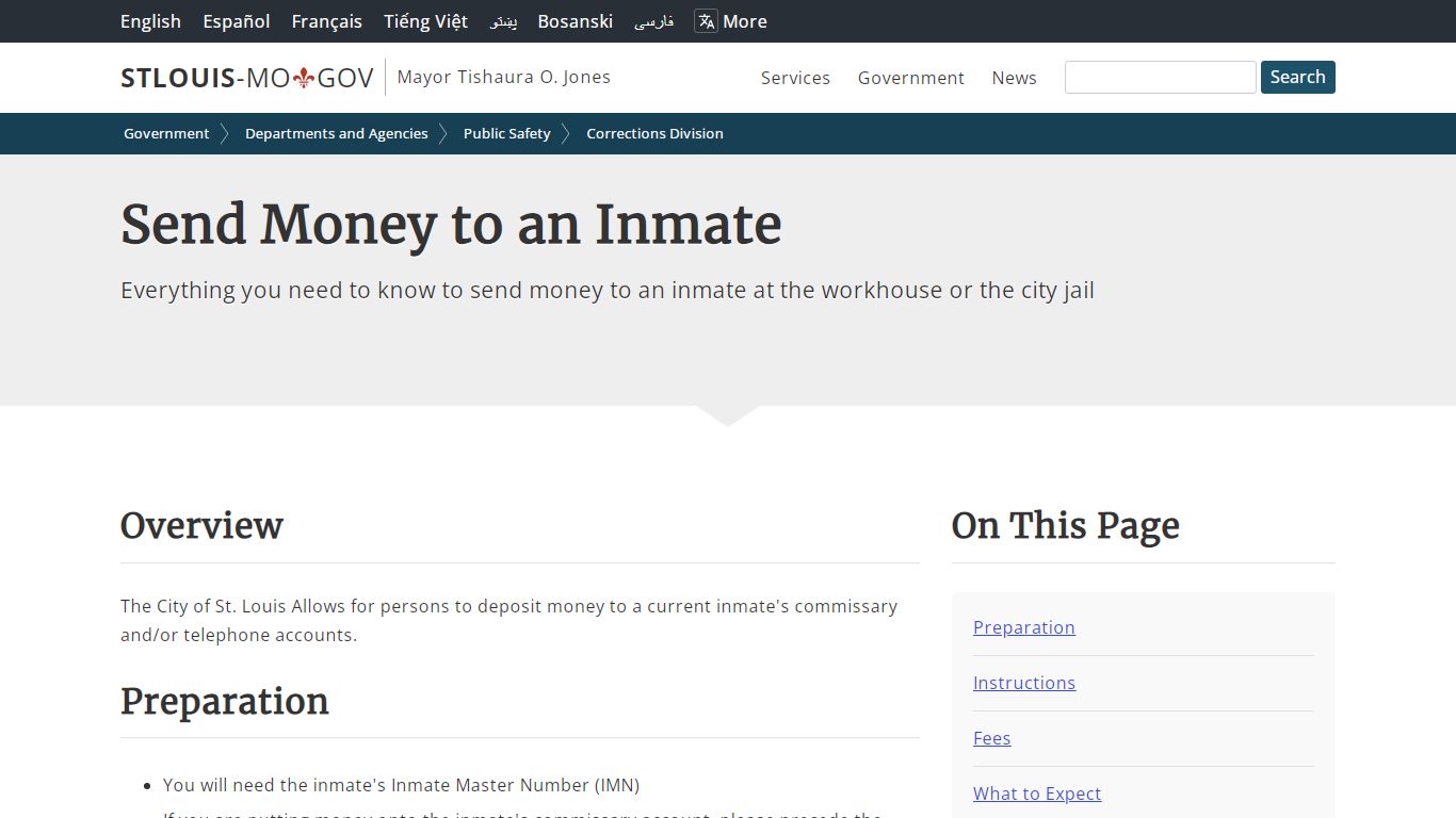 Send Money to an Inmate - City of St. Louis, MO: Official ...